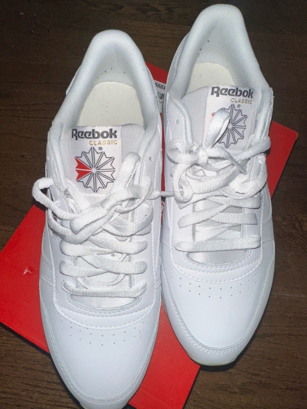 Reebok Classic White Leather Running Sneakers Unisex M9.5 W11 - Picture 3 of 5